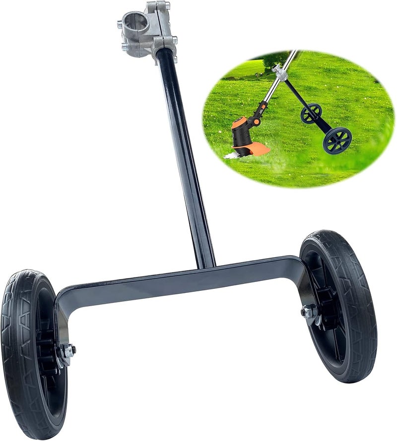 JOOPSAM 19.48" Adjustable Height String Trimmer Support Wheel with 26mm Handle Clamp, 6" Wheels Walk Behind String Trimmer Auxiliary Attachment for Easy Push Weed Trimmer Grass Cutter - Image 1